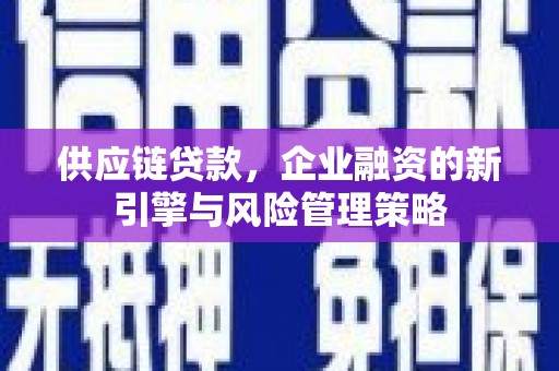 苗栗供应链贷款，企业融资的新引擎与风险管理策略