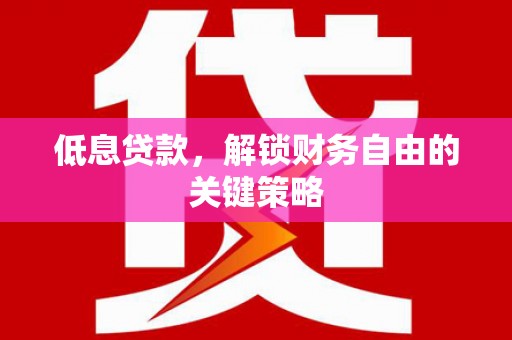 苗栗低息贷款，解锁财务自由的关键策略