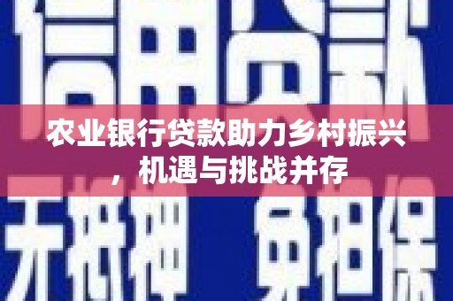 苗栗农业银行贷款助力乡村振兴，机遇与挑战并存