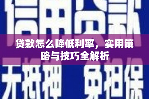 苗栗贷款怎么降低利率，实用策略与技巧全解析